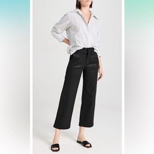Paige Nellie Black Lux Coated Wide Leg Cropped Pants / Trousers